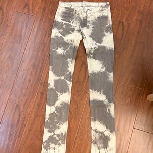 J Brand Gray and Cream Tie-Dye Skinny Jeans